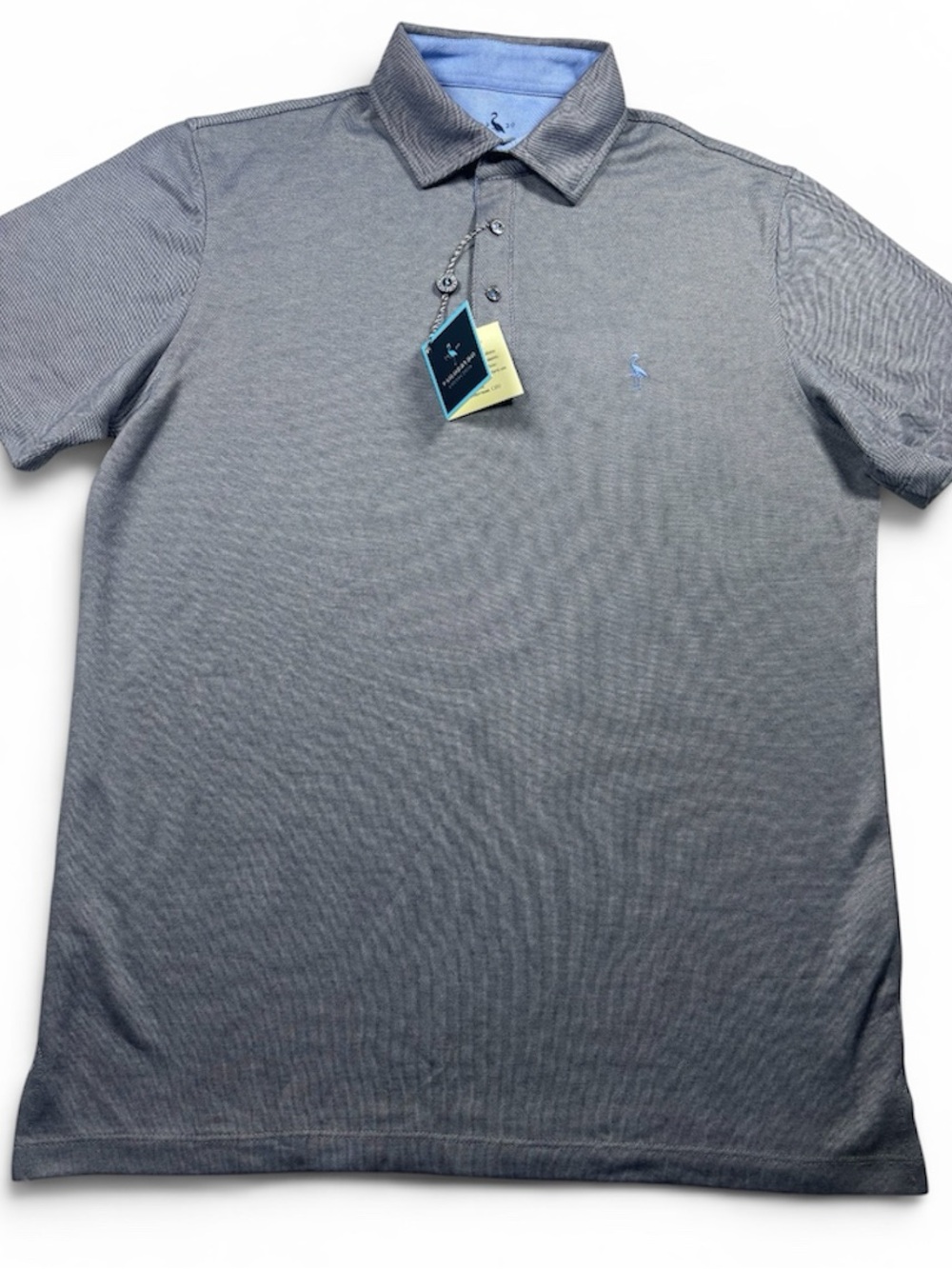 Tailorbyrd Men's Pebble Gray Polo Shirt with Subtle Blue Logo & Collar